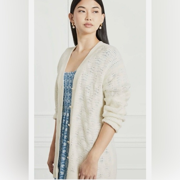 Hill House The Simple Cardigan Sweater 100% Merino Wool in Cream Size L/XL - Picture 2 of 11